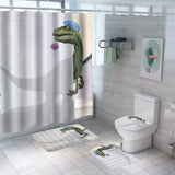 Load image into Gallery viewer, 3D Dinosaur Bathroom Decor Stall Curtain Lightproof Shower Curtain and Carpet Set Blue / 150×180CM